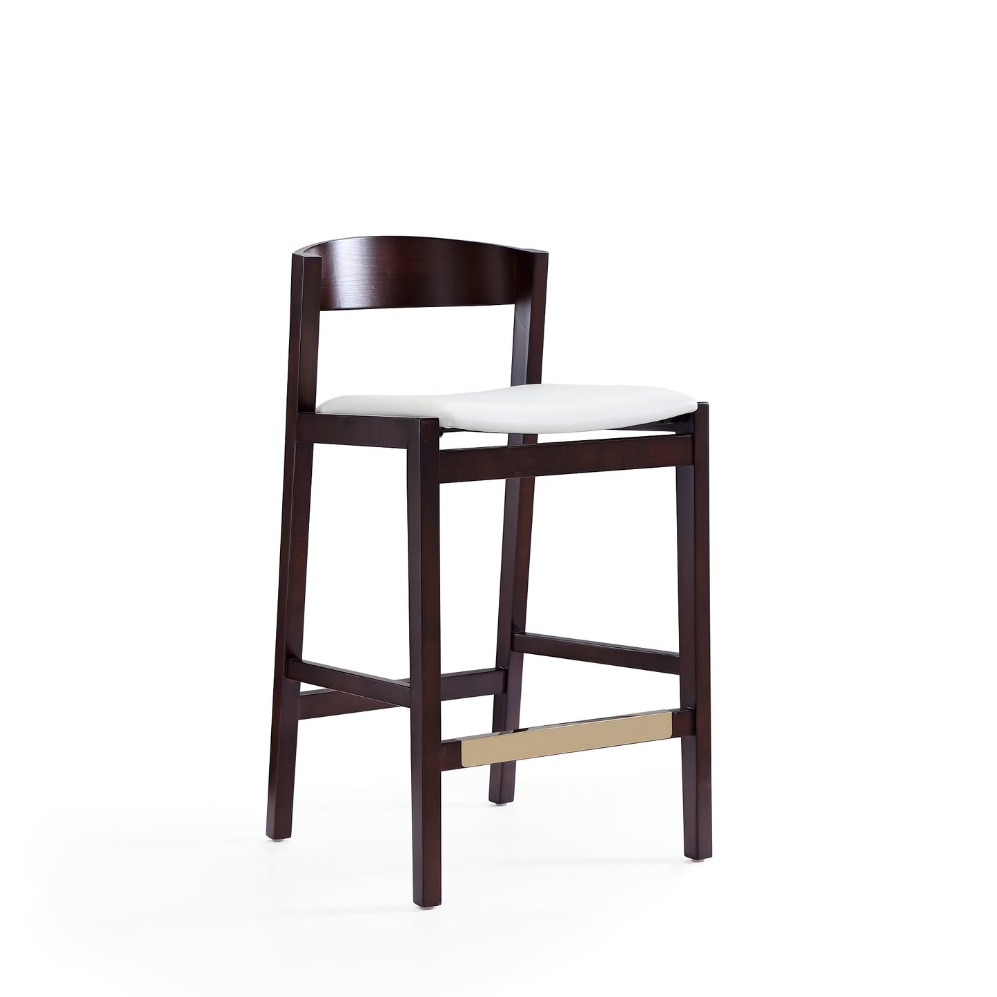 Manhattan Comfort Klismos 36.75 in. Ivory and Dark Walnut Beech Wood Counter Height Bar Stool CS007-IV