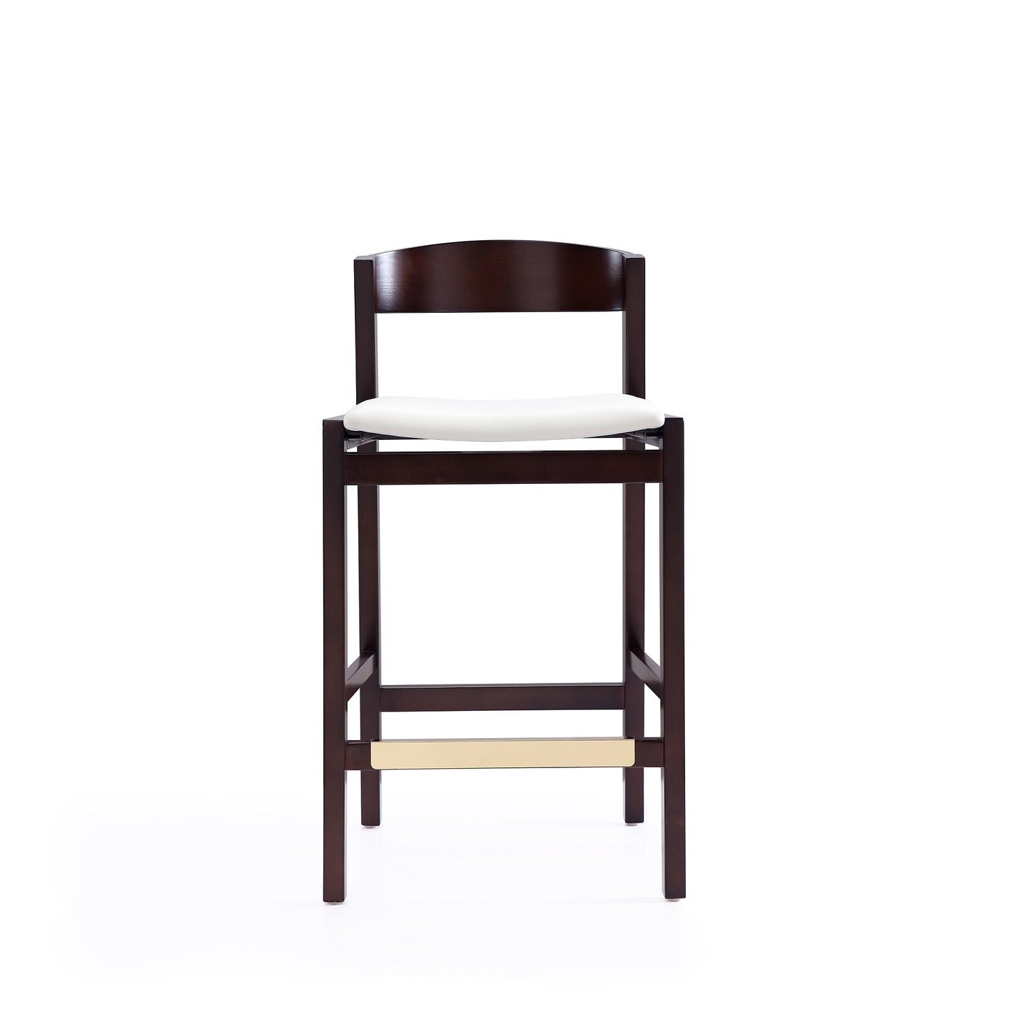 Manhattan Comfort Klismos 36.75 in. Ivory and Dark Walnut Beech Wood Counter Height Bar Stool CS007-IV