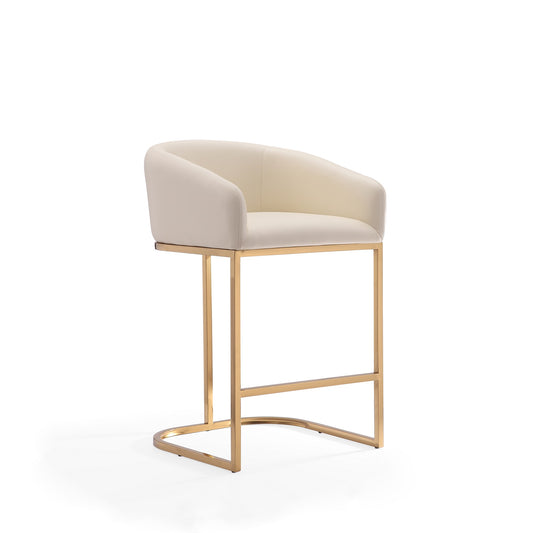 Manhattan Comfort Louvre 36 in. Cream and Titanium Gold Stainless Steel Counter Height Bar Stool CS009-CR