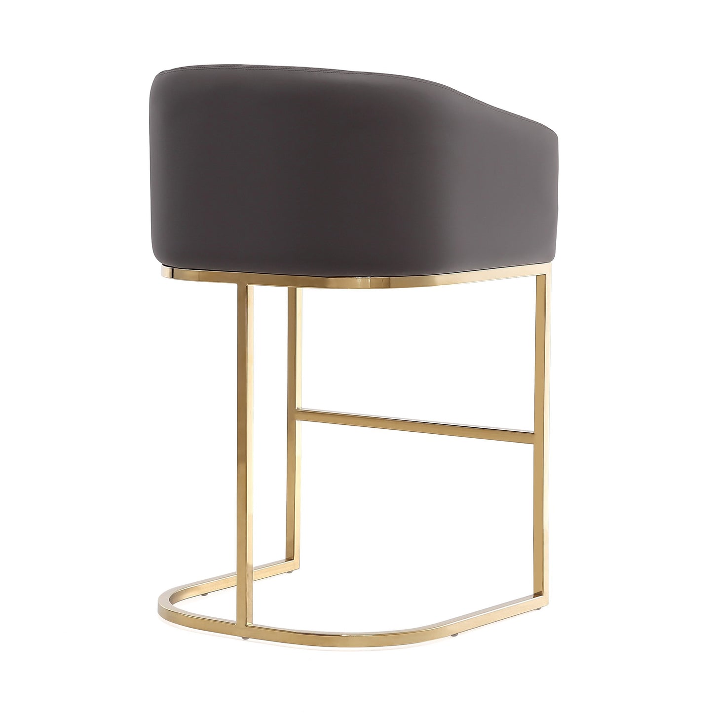Manhattan Comfort Louvre Mid-Century Modern Leatherette and Stainless Steel Barstools