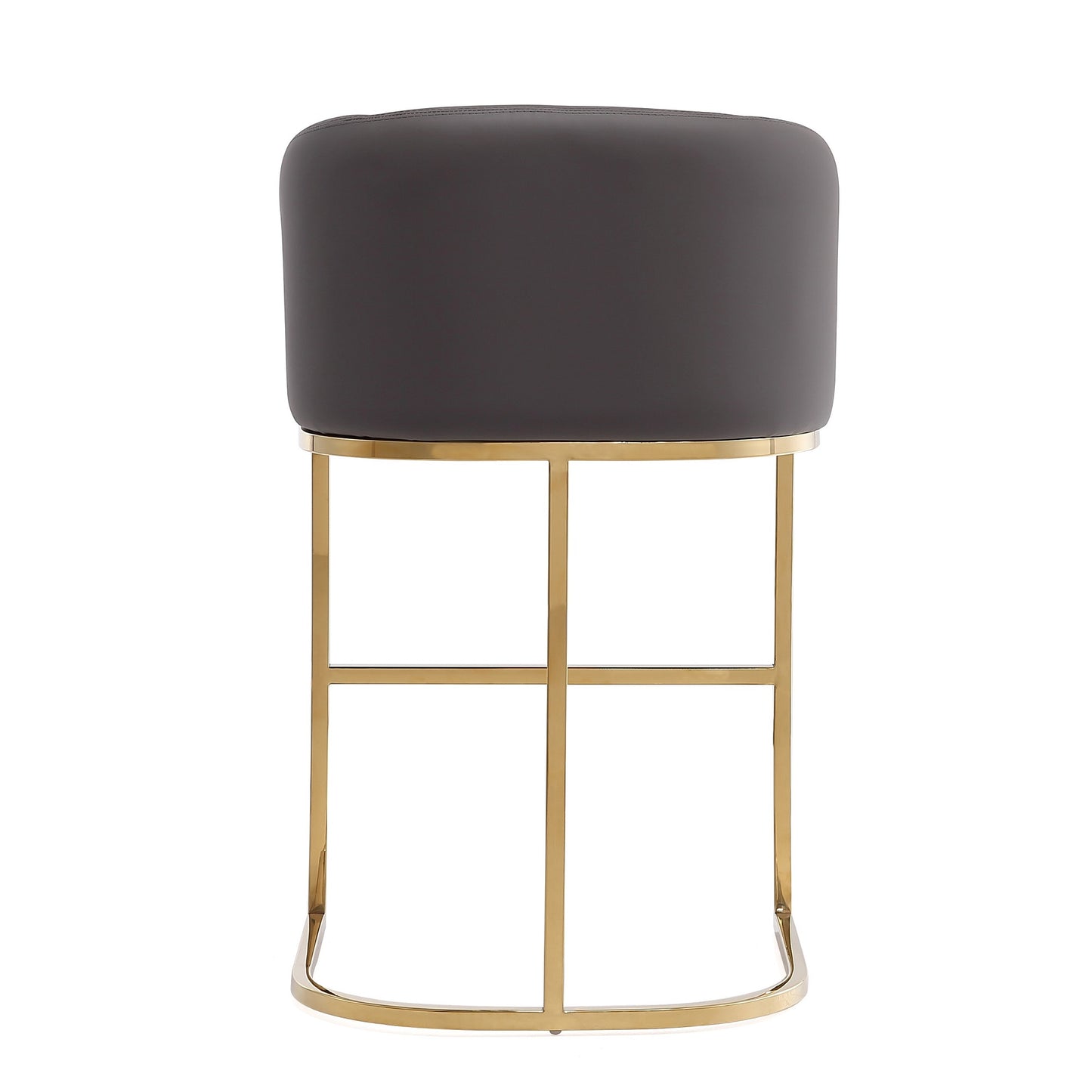 Manhattan Comfort Louvre Mid-Century Modern Leatherette and Stainless Steel Barstools