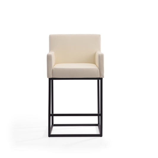 Ambassador Mid-Century Modern Metal Upholstered Counter Stool in Cream CS010-CR