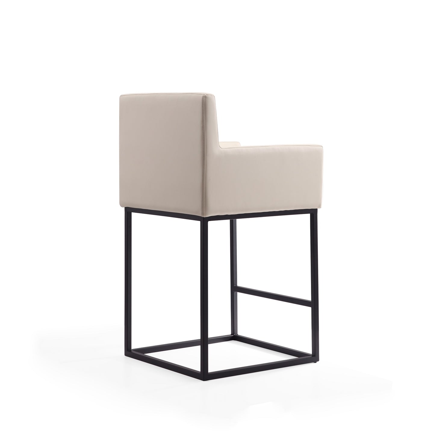 Manhattan Comfort Ambassador 38 in. Cream and Black Metal Counter Height Bar Stool CS010-CR