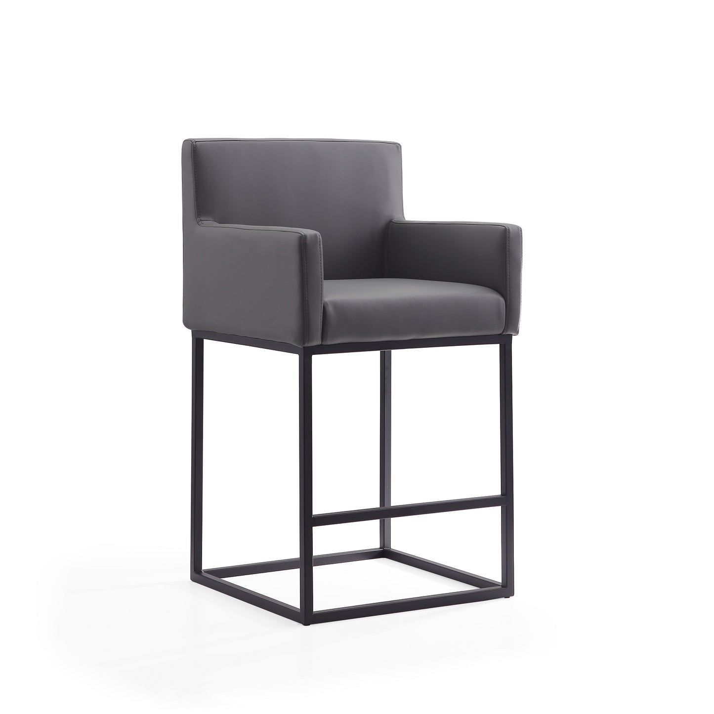 Manhattan Comfort Ambassador 38 in. Grey and Black Metal Counter Height Bar Stool CS010-GY
