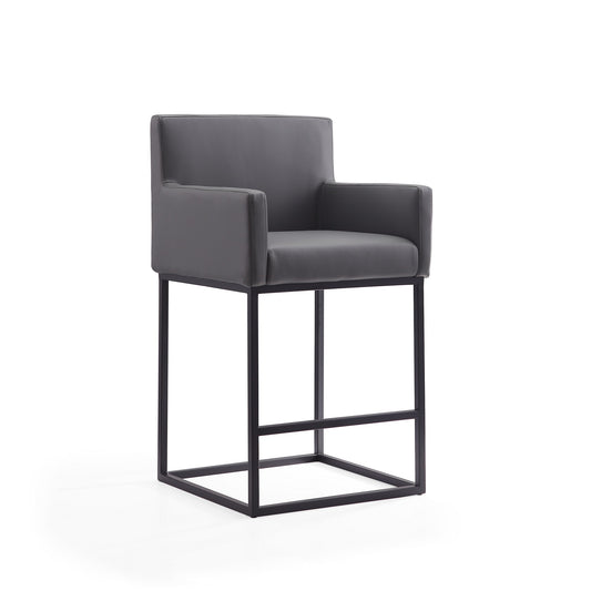 Ambassador Mid-Century Modern Metal Upholstered Counter Stool in Gray CS010-GY