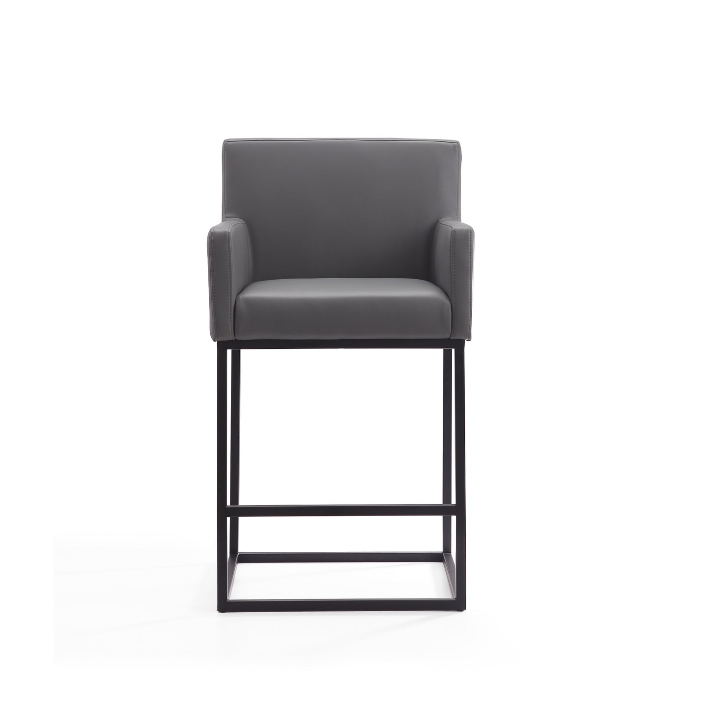 Manhattan Comfort Ambassador 38 in. Grey and Black Metal Counter Height Bar Stool CS010-GY