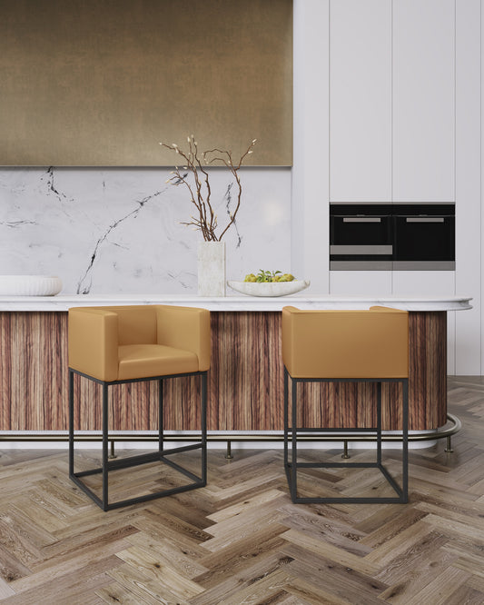Manhattan Comfort Embassy 34 in. Metal Counter Height Bar Stool in Clay CS011-CL