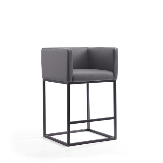 Embassy Mid-Century Modern Metal Upholstered Counter Stool in Gray CS011-GY