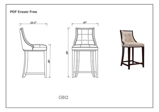 Manhattan Comfort Fifth Avenue Faux Leather Counter Stool in Light Grey CS012-LG