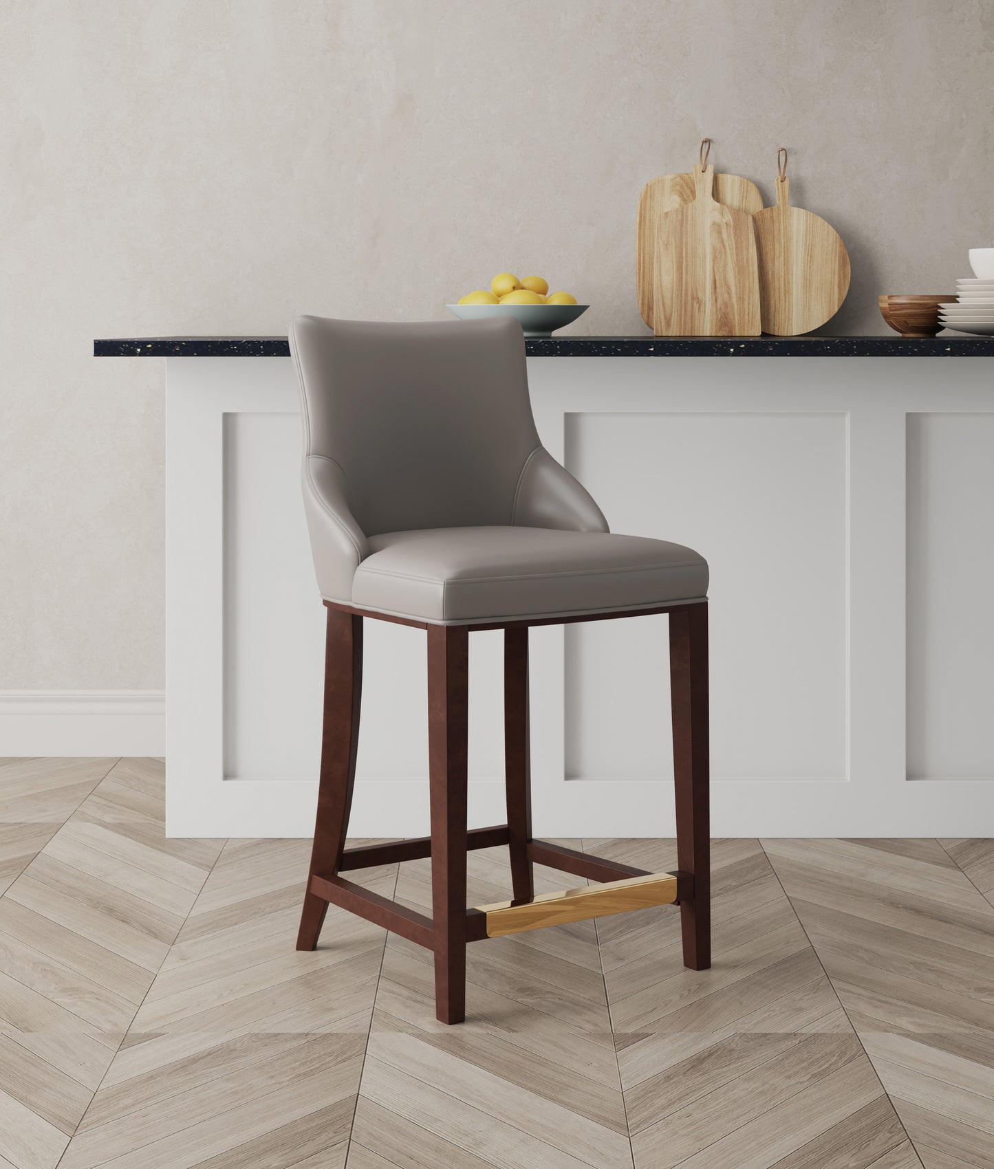 Shubert Modern Wood Upholstered Counter Stool in Dark Taupe CS016-DT