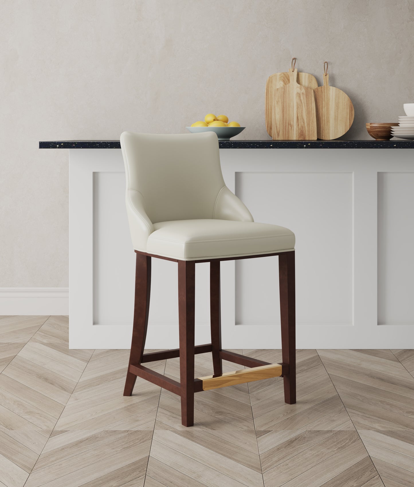 Shubert Modern Wood Upholstered Counter Stool in Ivory CS016-IV