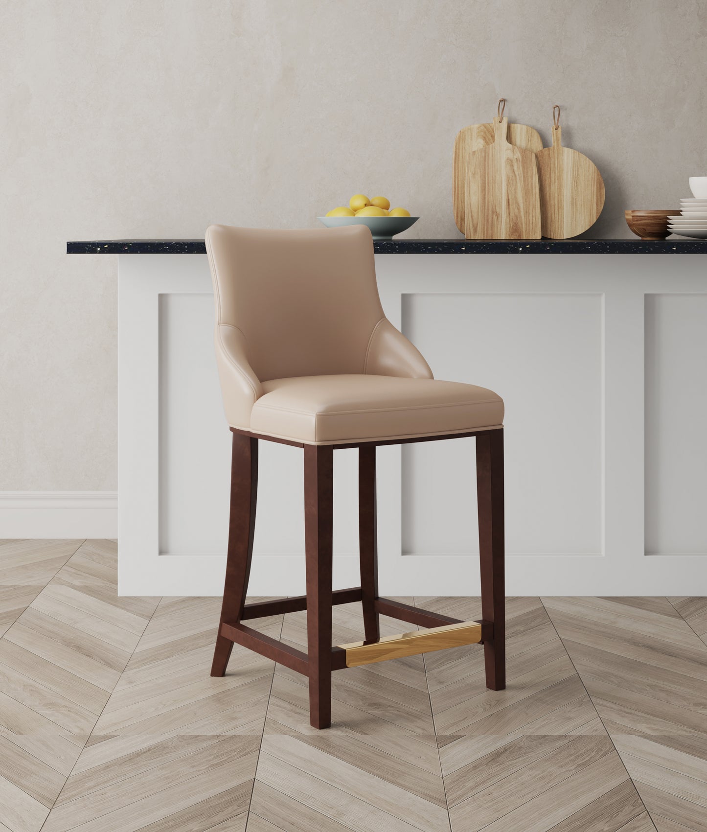 Shubert Modern Wood Upholstered Counter Stool in Tan CS016-TN
