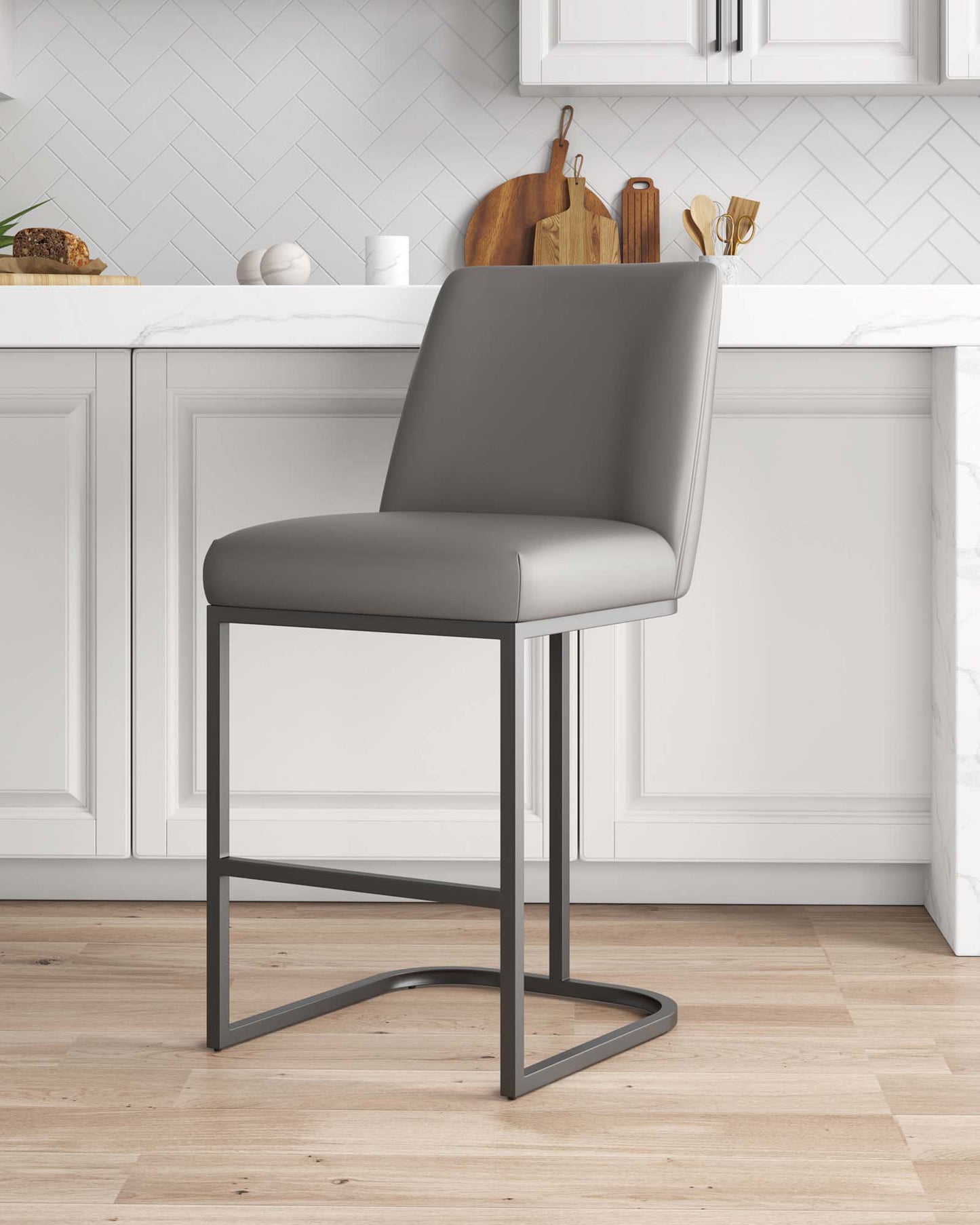 Serena Modern Metal Upholstered Counter Stool in Taupe CS017-GY