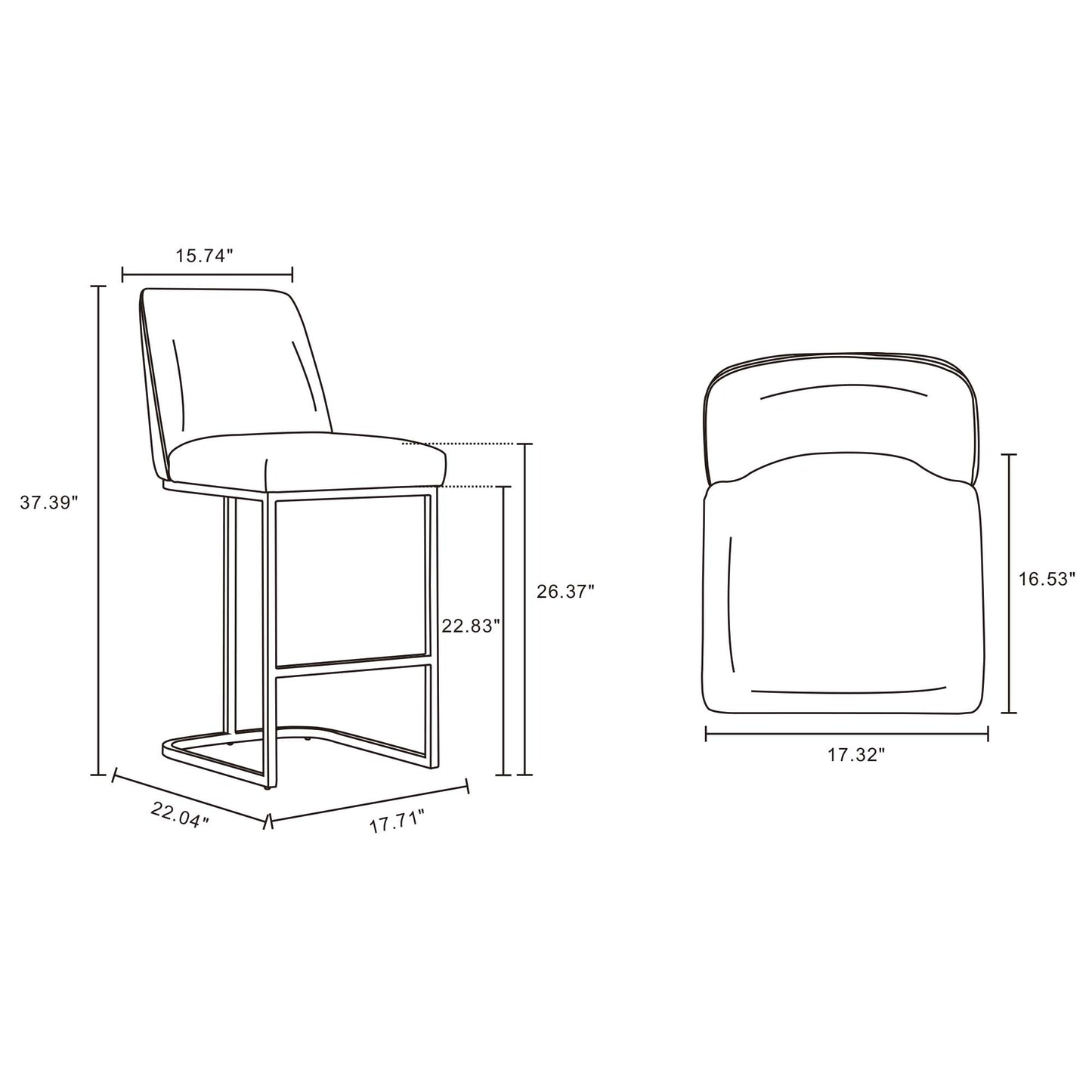 Serena Modern Metal Upholstered Counter Stool in Taupe CS017-GY