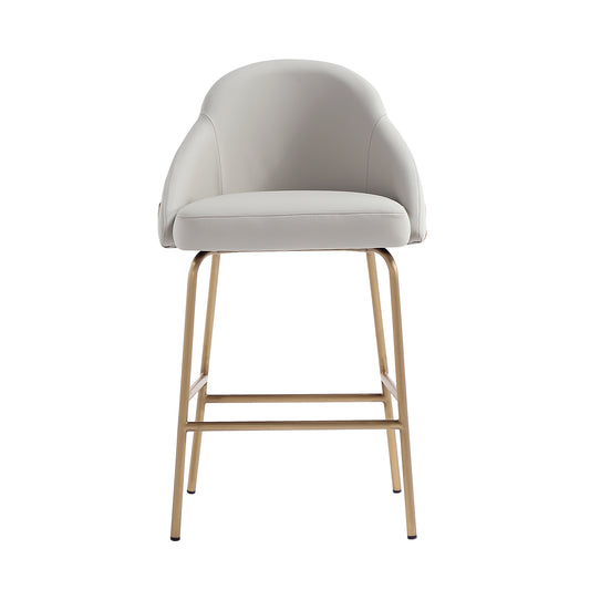 Gracie Modern Metal Upholstered Counter Stool in Stone Gray and Gold CS019-GST