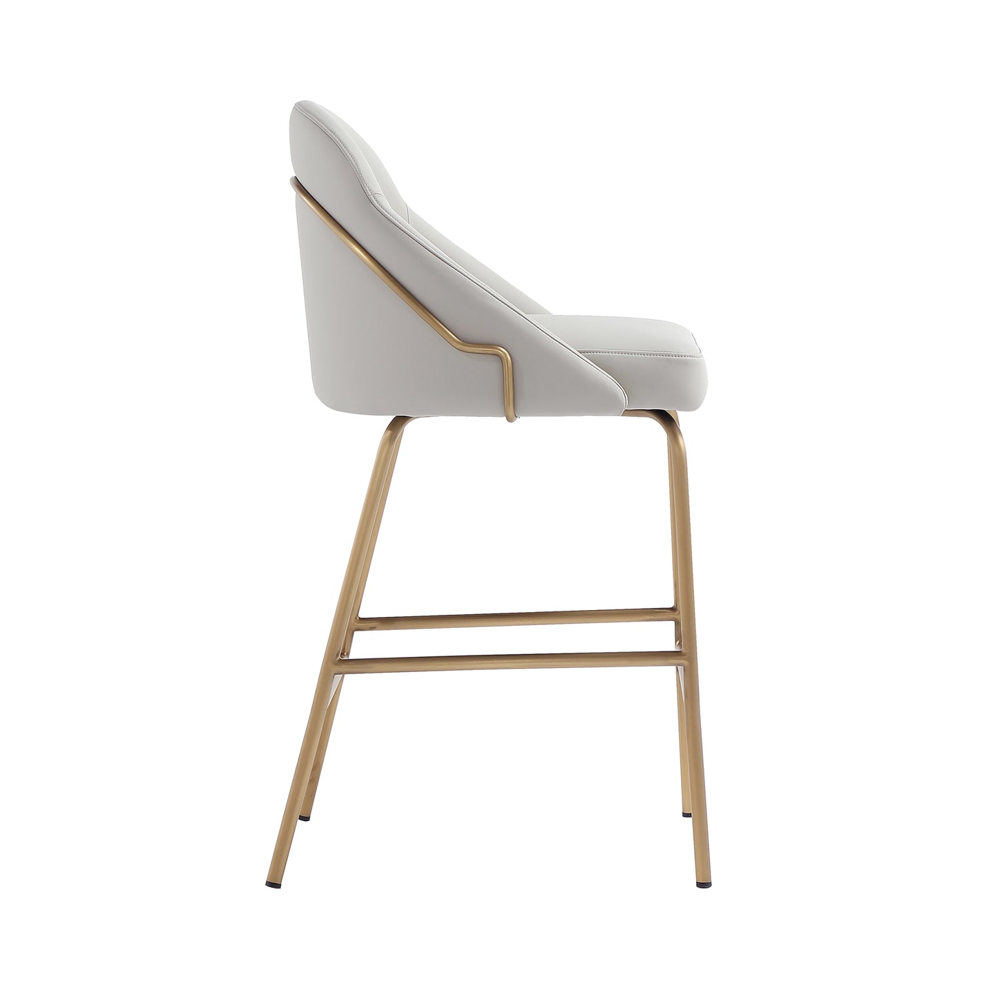 Gracie Modern Metal Upholstered Counter Stool in Stone Gray and Gold CS019-GST