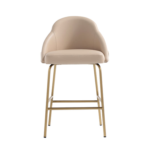Gracie Modern Metal Upholstered Counter Stool in Tan and Gold CS019-GTN