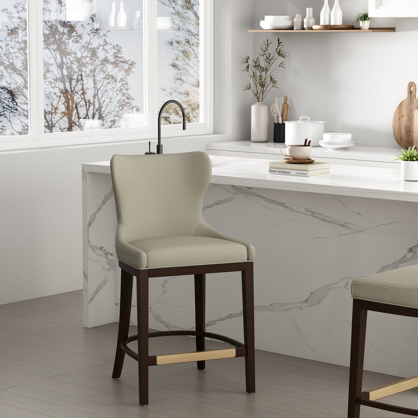 Blair Modern Wood Upholstered Counter Stool in Stone CS020-ST