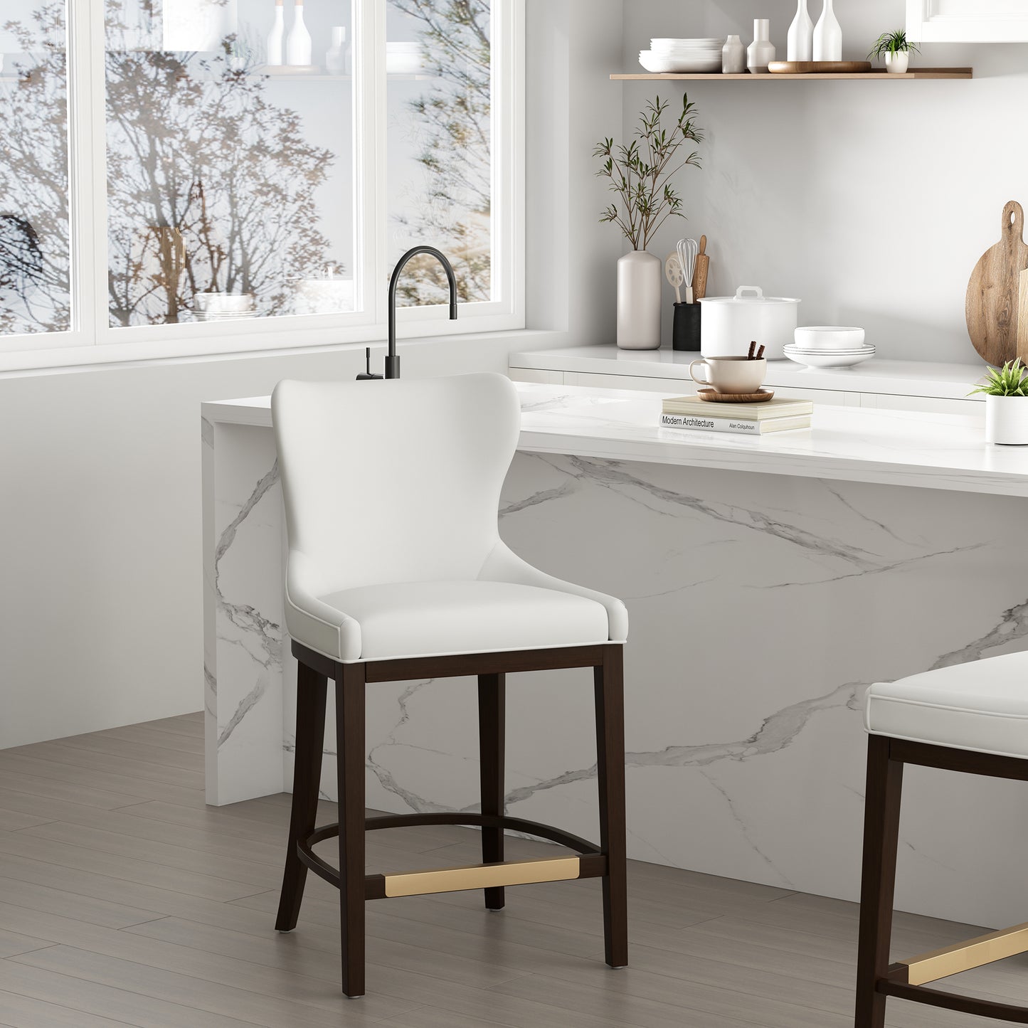 Blair Modern Wood Upholstered Counter Stool in White CS020-WH