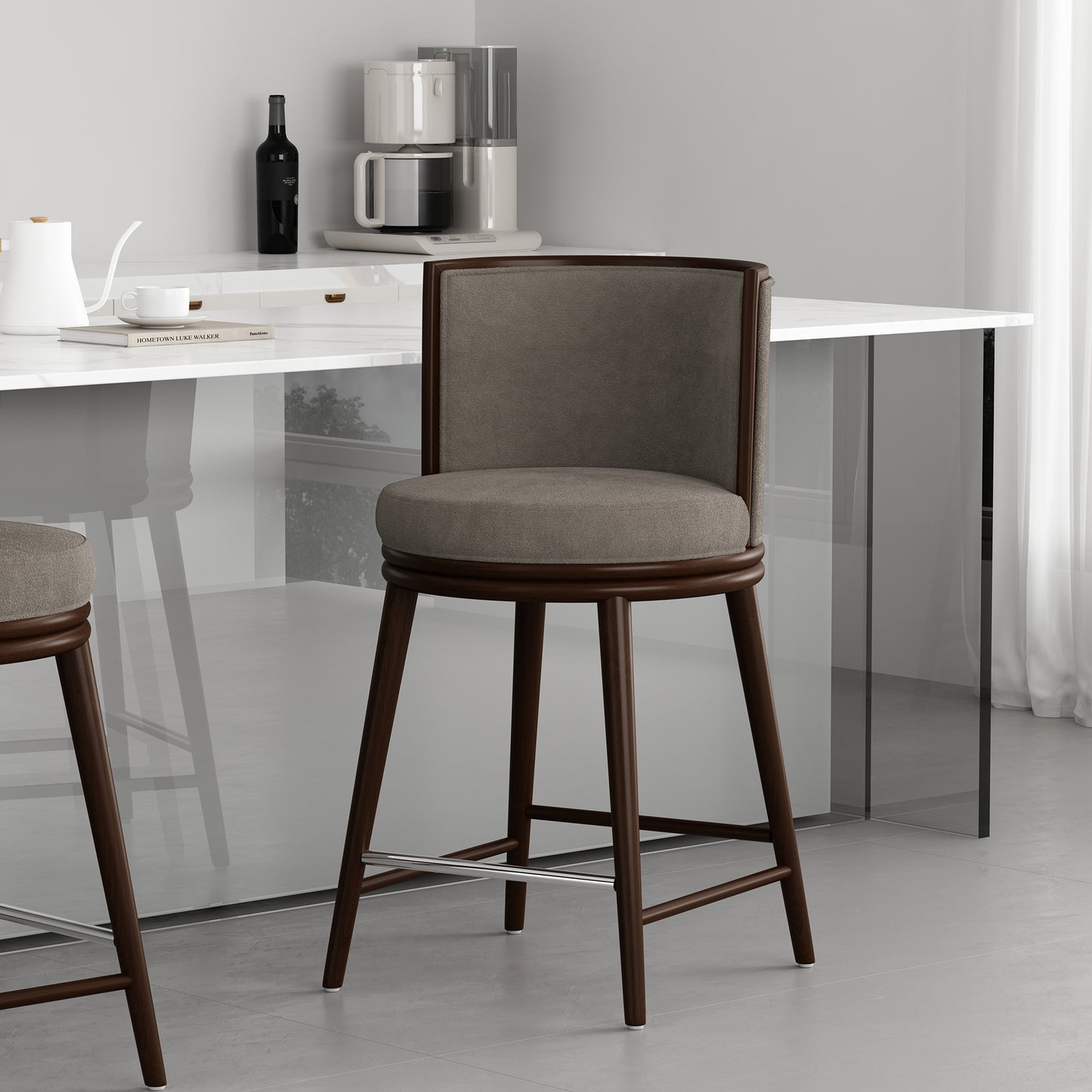 Evalyn Modern Wood Upholstered Counter Stool in Dove CS021-DO