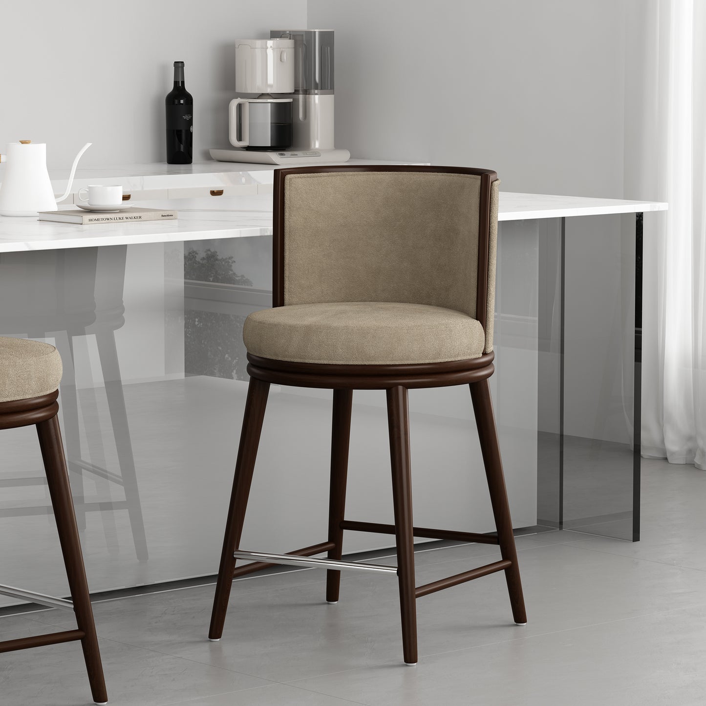 Evalyn Modern Wood Upholstered Counter Stool in Natural CS021-NA