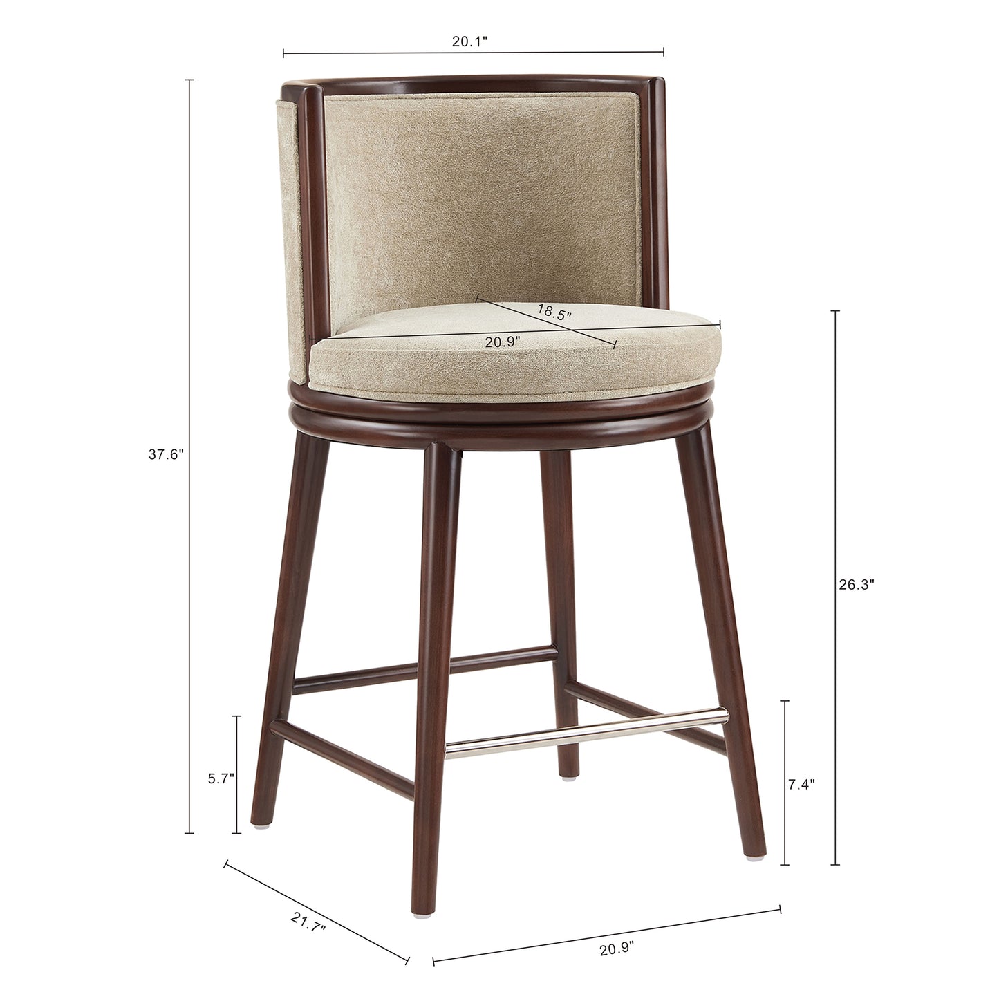 Evalyn Modern Wood Upholstered Counter Stool in Natural CS021-NA