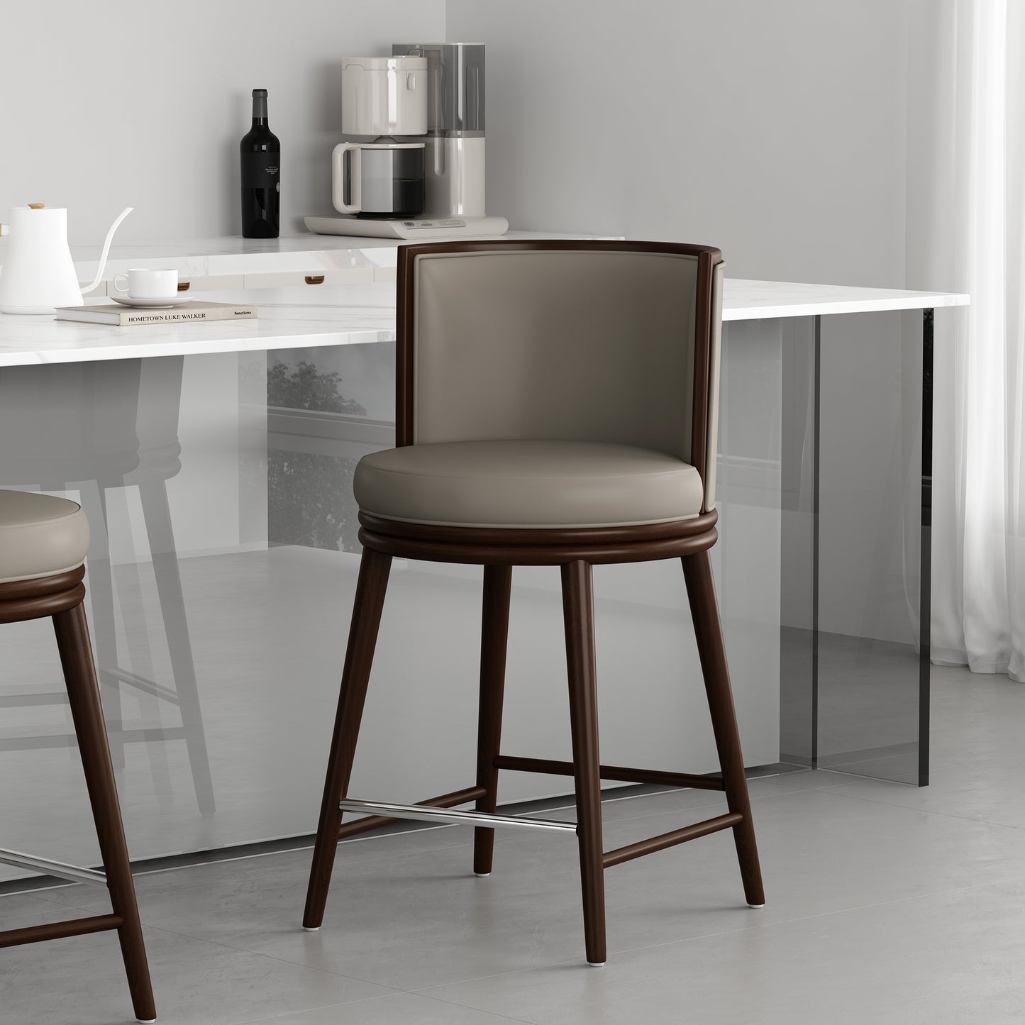 Evalyn Modern Wood Upholstered Counter Stool in Taupe CS021-TP