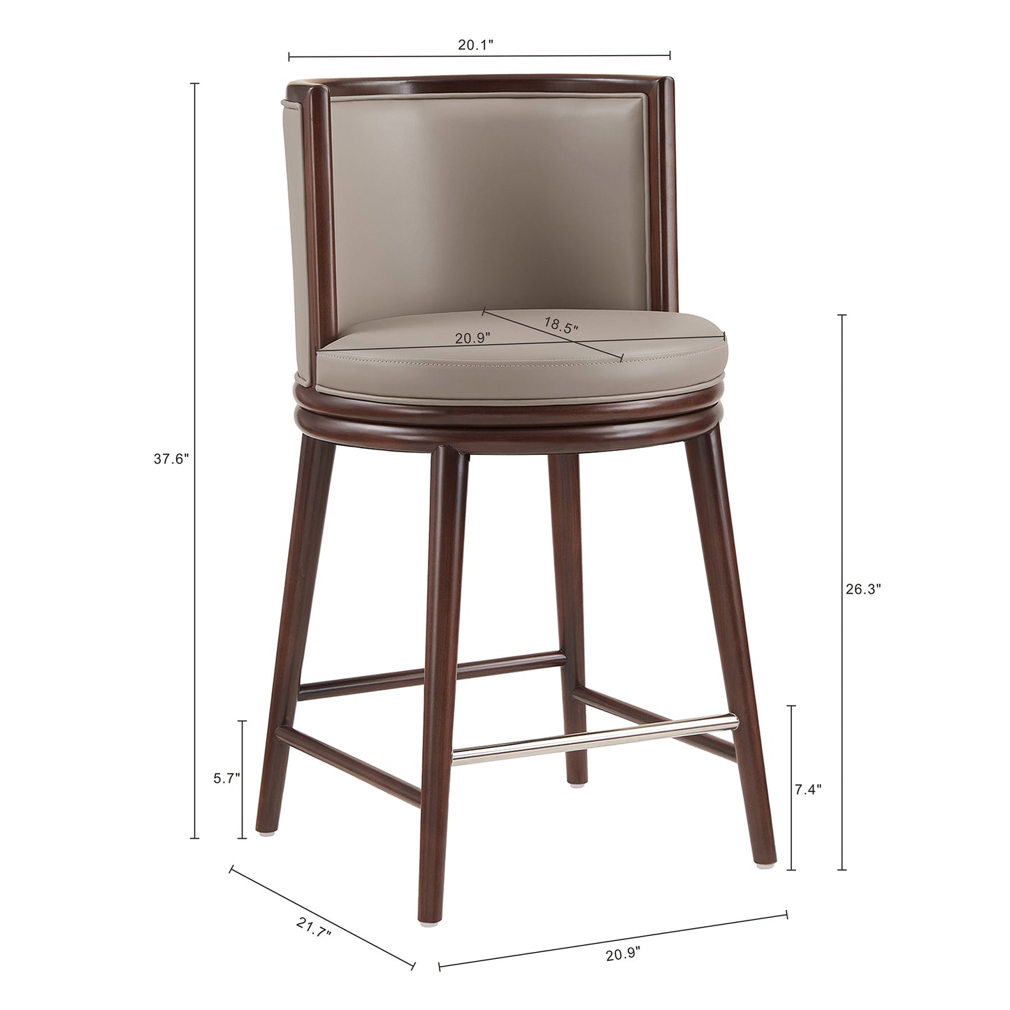 Evalyn Modern Wood Upholstered Counter Stool in Taupe CS021-TP