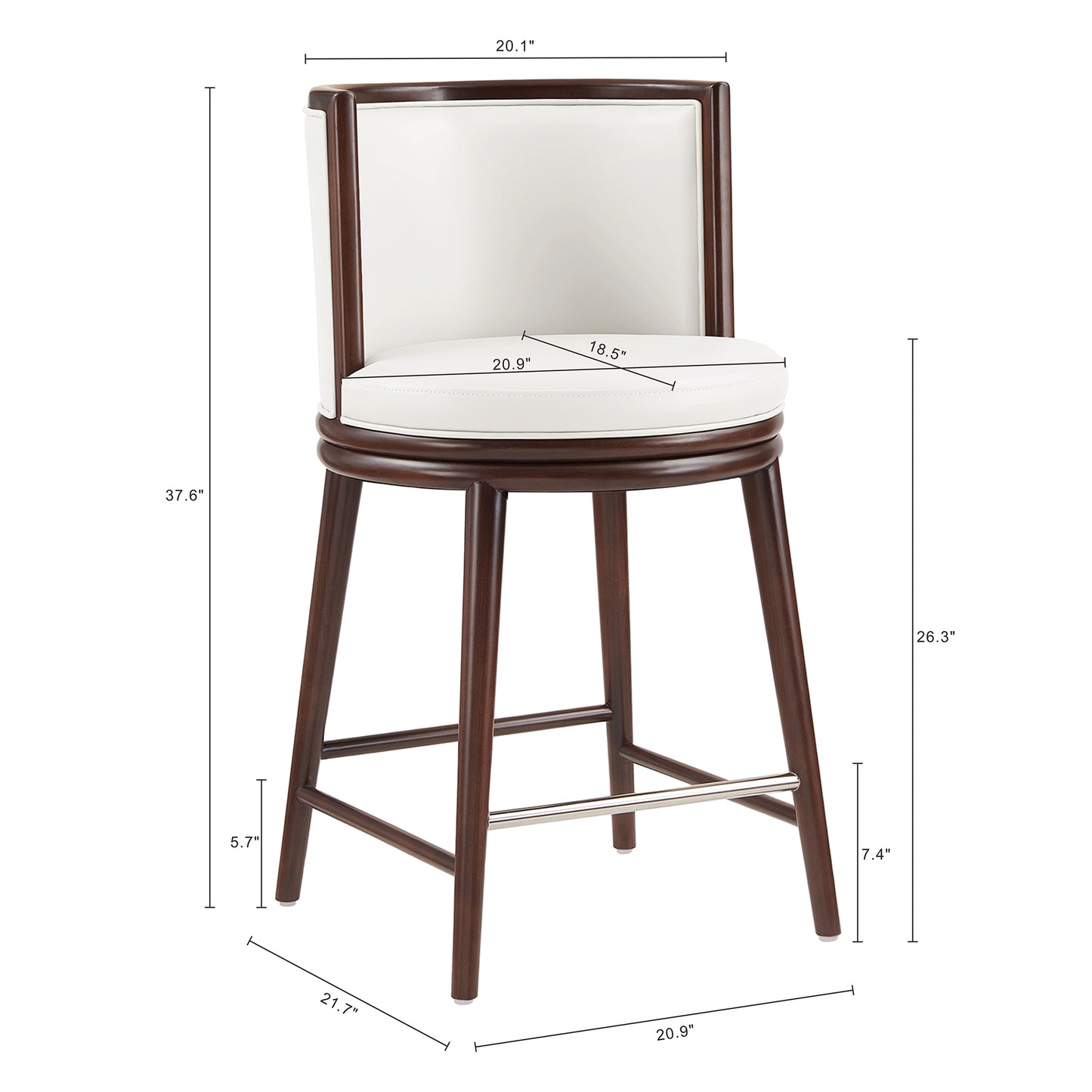 Evalyn Modern Wood Upholstered Counter Stool in White CS021-WH