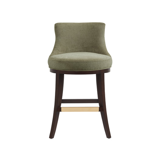 Lucia Modern Wood Chenille Counter Stool in Leaf Green CS022-GR
