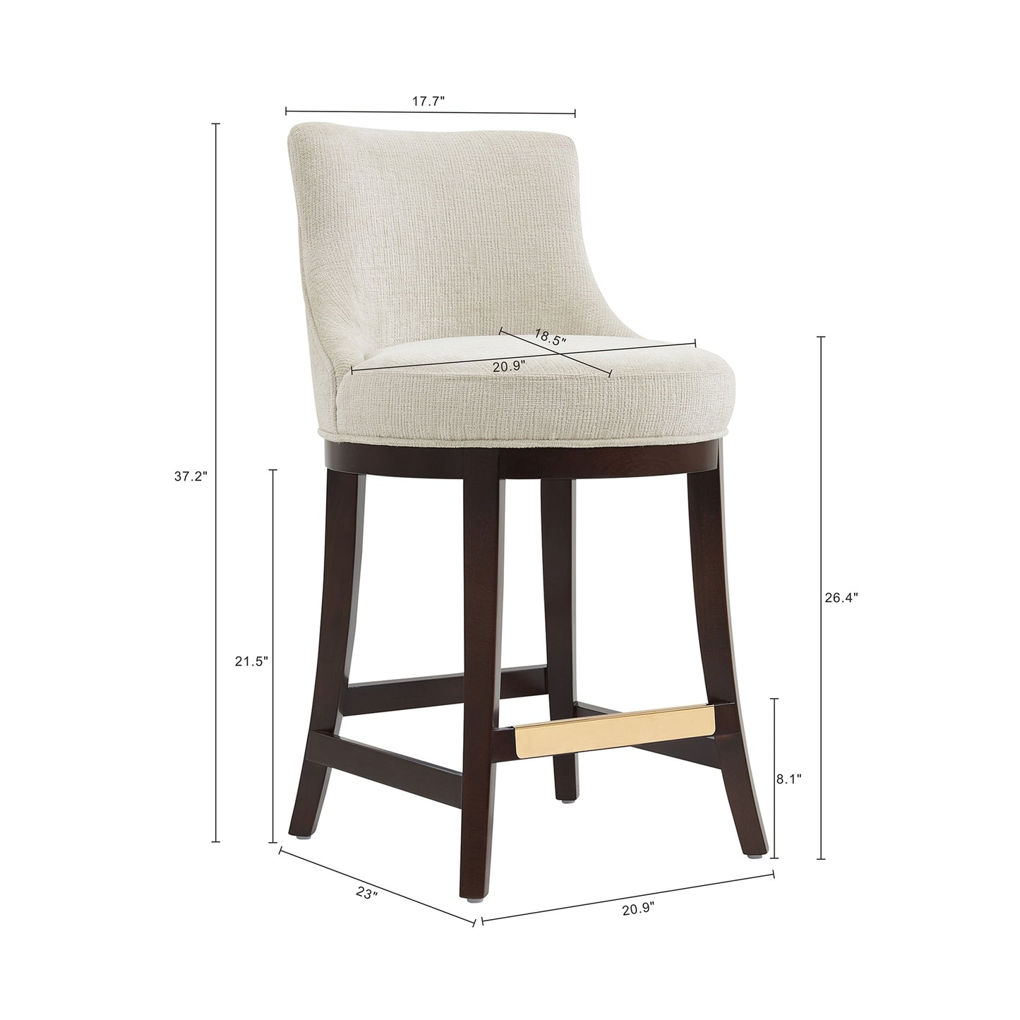 Lucia Modern Wood Chenille Counter Stool in Natural CS022-NA