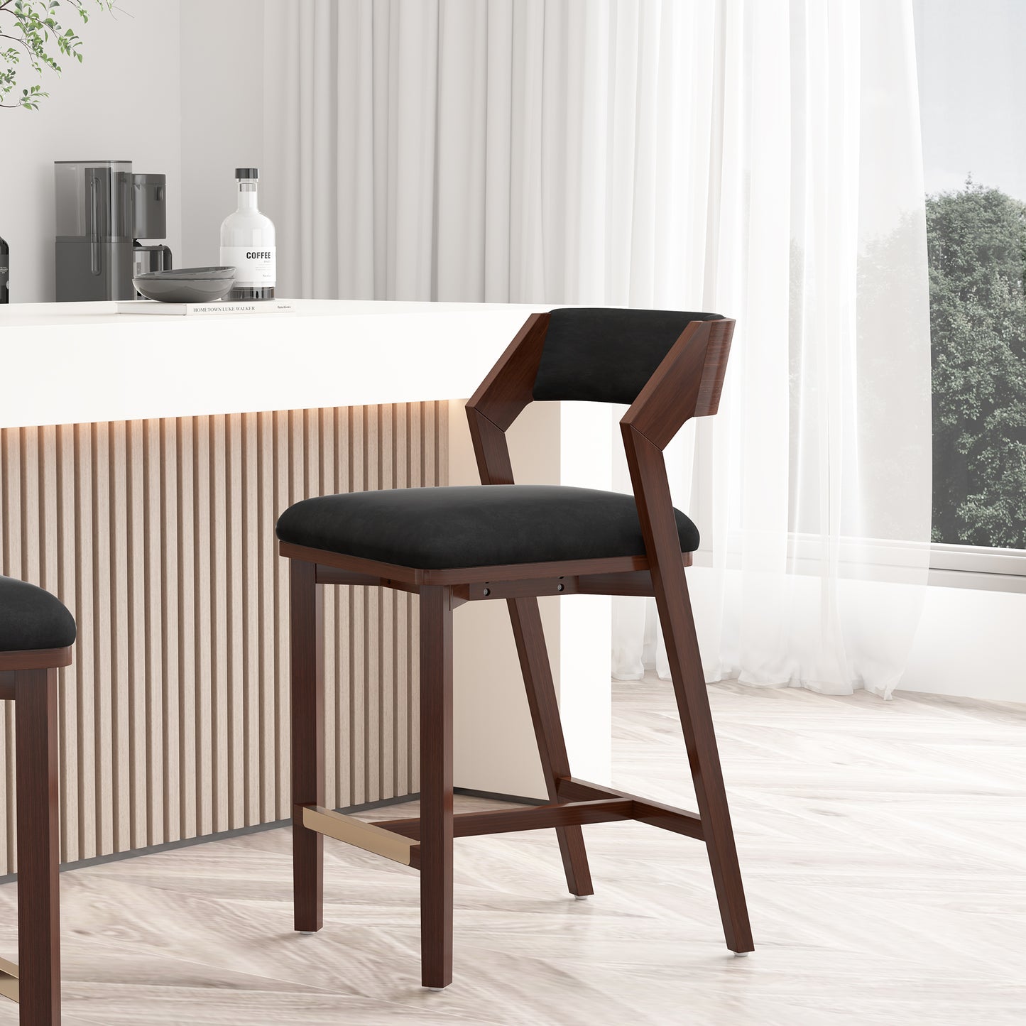 Patricia Modern Wood Upholstered Counter Stool in Black CS023-BK