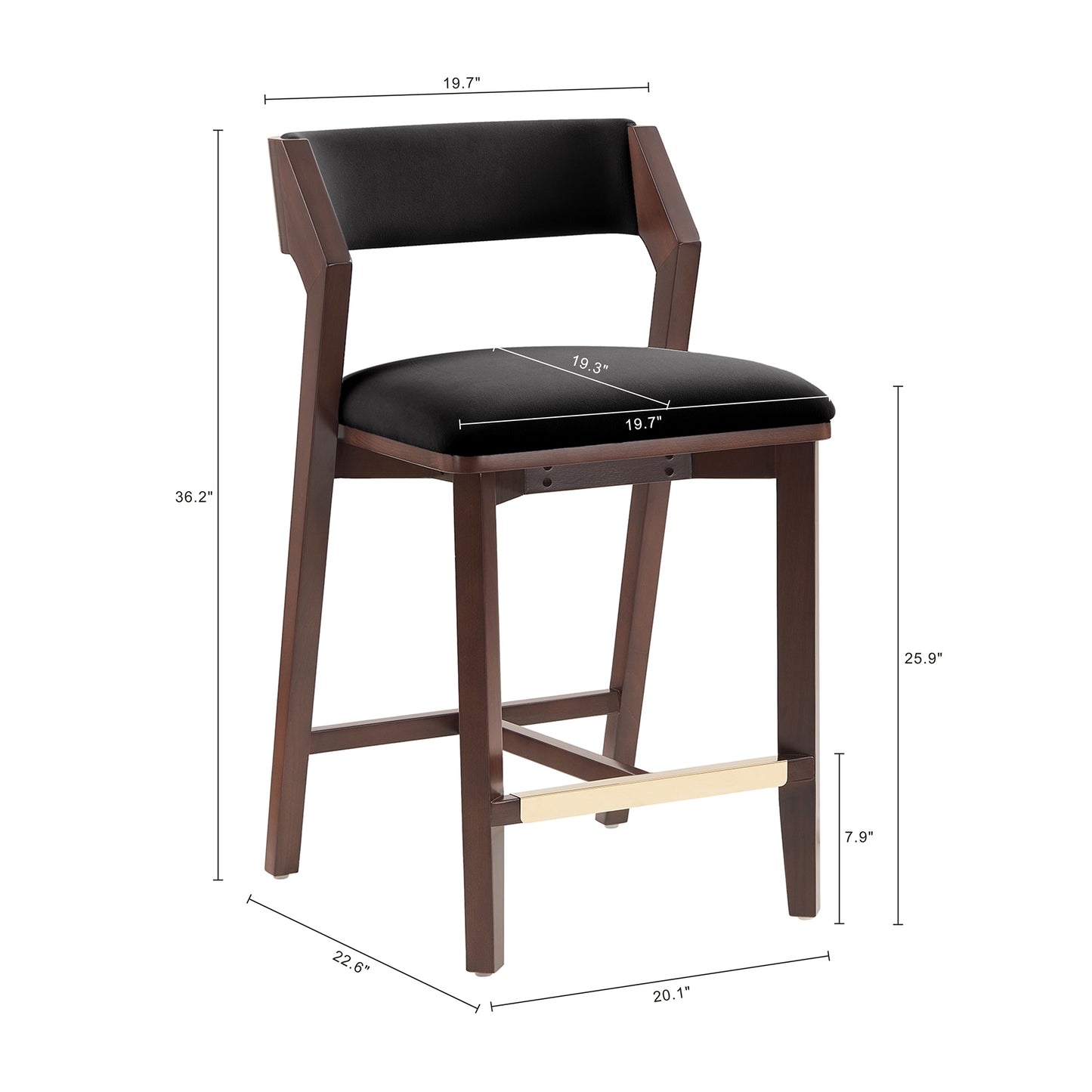 Patricia Modern Wood Upholstered Counter Stool in Black CS023-BK