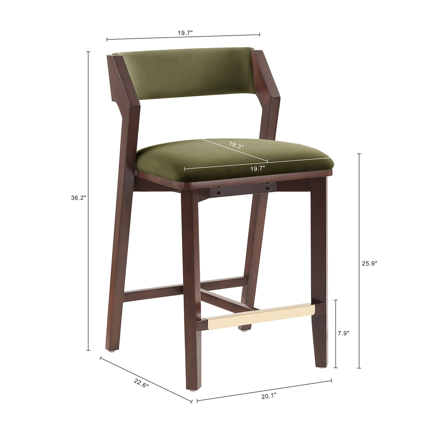Patricia Modern Wood Upholstered Counter Stool in Turtle Green CS023-GR