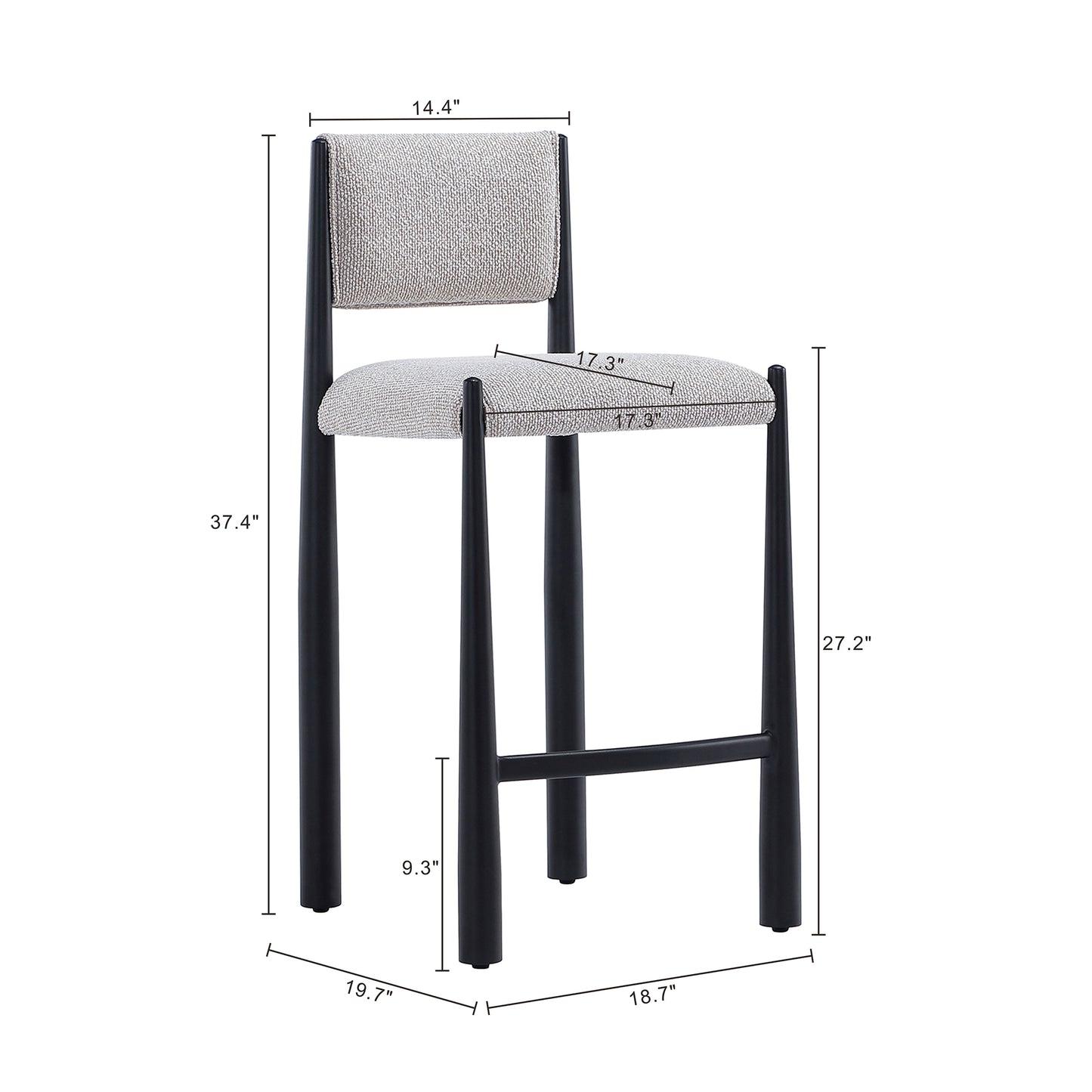Lennor Mid-Century Modern Metal Boucle Counter Stool in Champagne CS1529-1