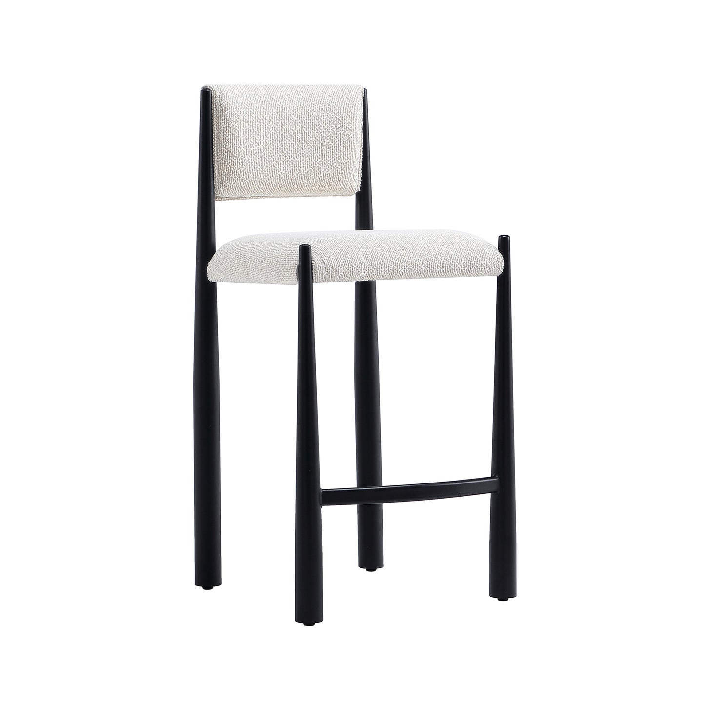 Lennor Mid-Century Modern Metal Boucle Counter Stool in Cream CS1529-2