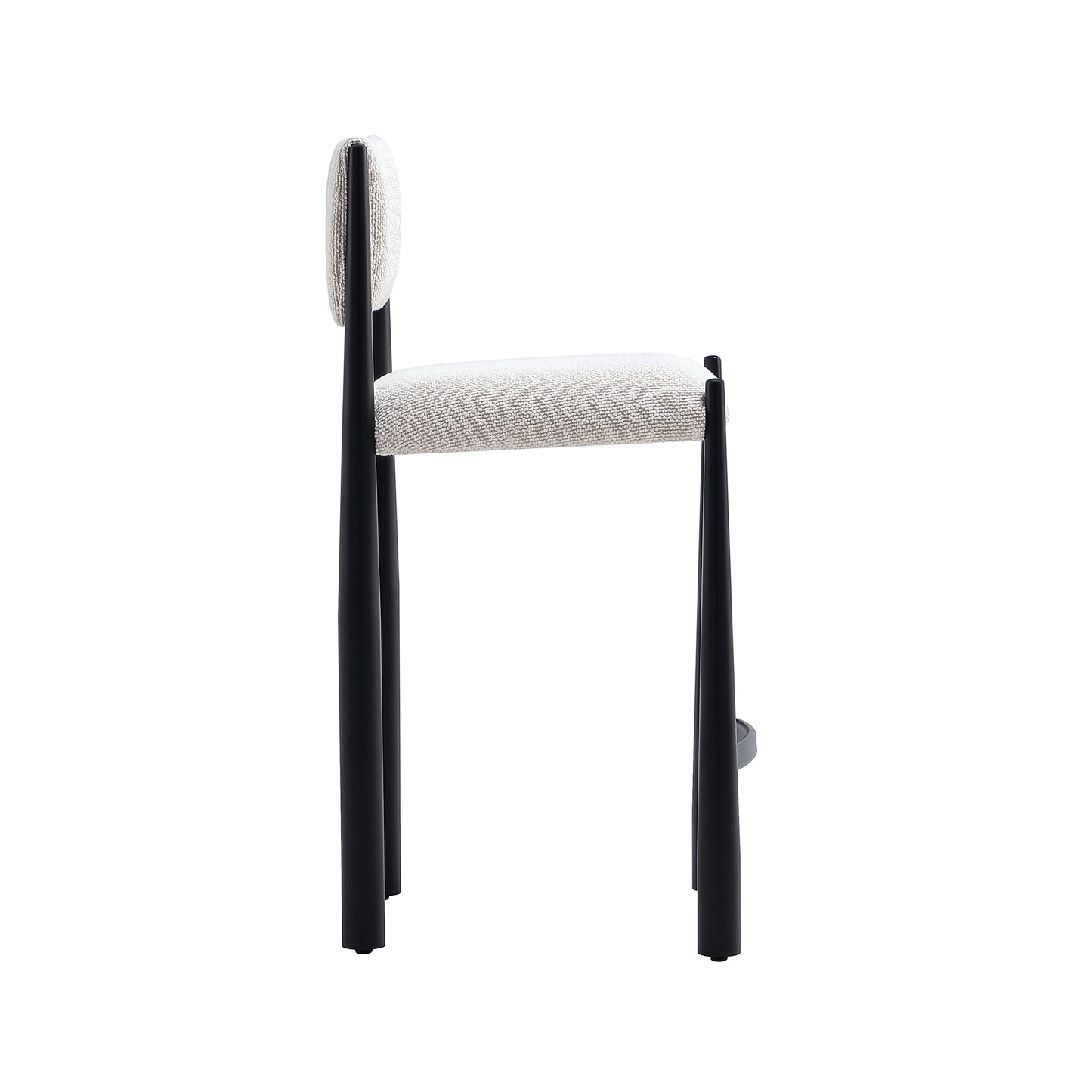 Lennor Mid-Century Modern Metal Boucle Counter Stool in Cream CS1529-2