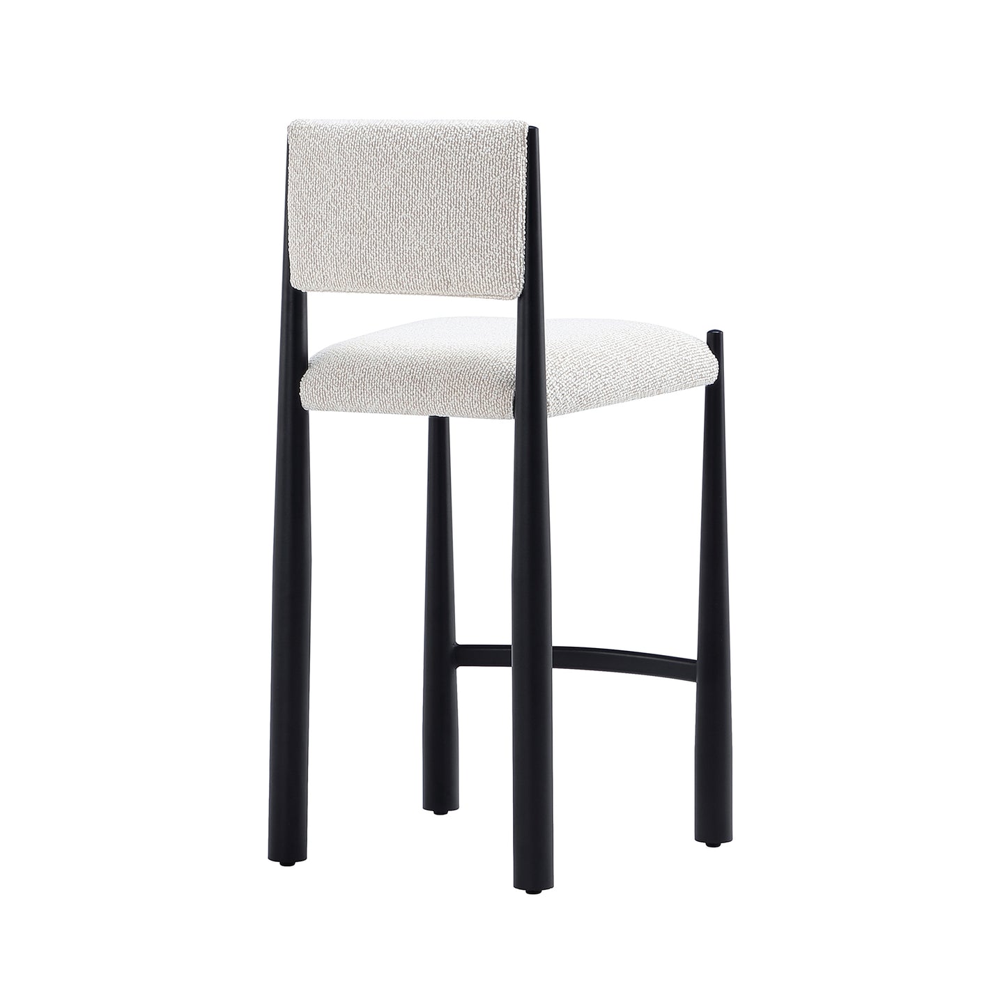 Lennor Mid-Century Modern Metal Boucle Counter Stool in Cream CS1529-2