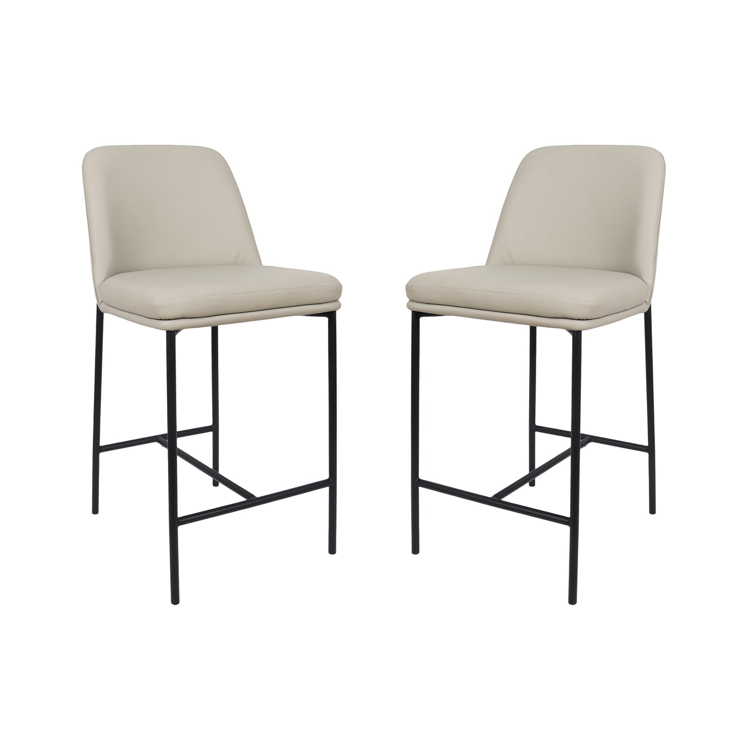 Loft Contemporary Metal Vegan Leather Counter Stool in Stone Gray - Set of 2 CS1534-1