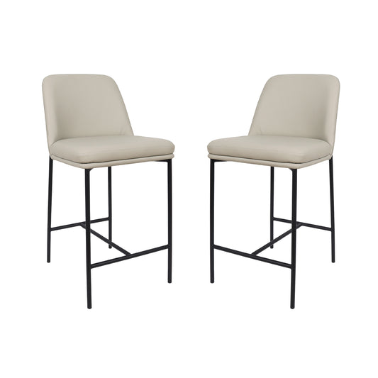 Loft Contemporary Metal Vegan Leather Counter Stool in Stone Gray - Set of 2 CS1534-1