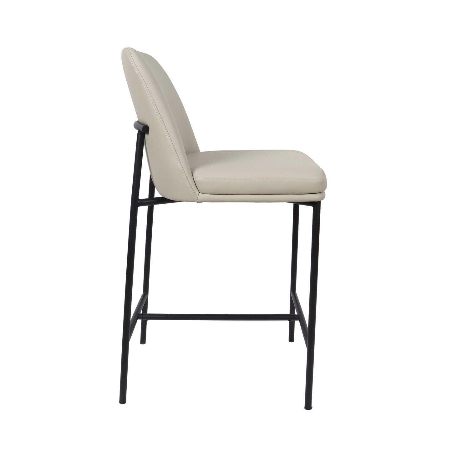 Loft Contemporary Metal Vegan Leather Counter Stool in Stone Gray - Set of 2 CS1534-1