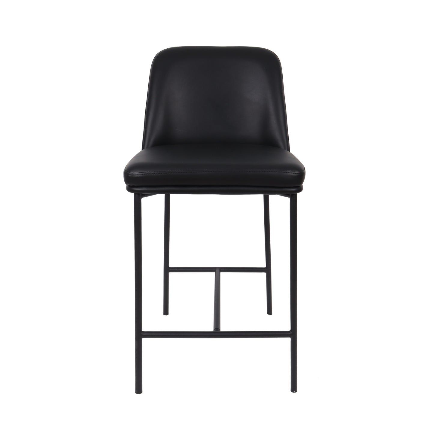 Loft Contemporary Metal Vegan Leather Counter Stool in Black - Set of 2 CS1534-2