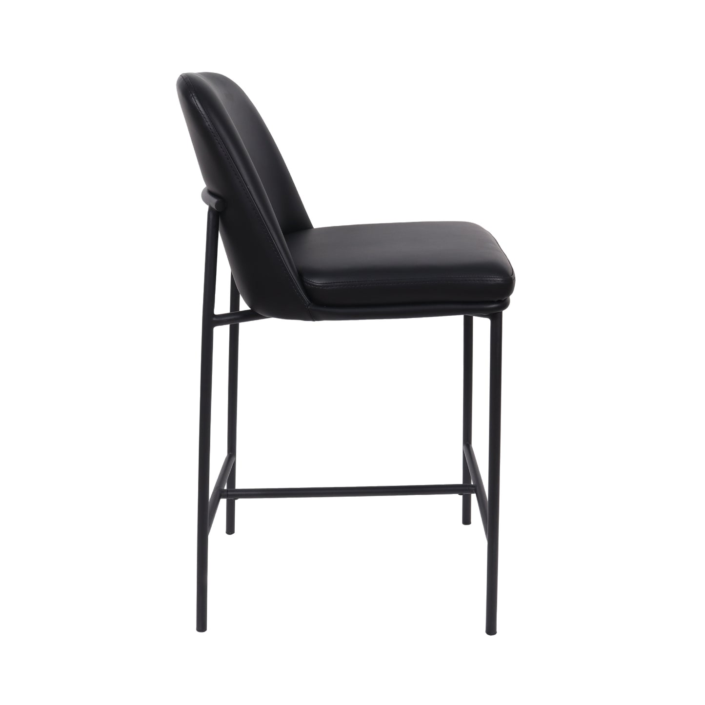 Loft Contemporary Metal Vegan Leather Counter Stool in Black - Set of 2 CS1534-2