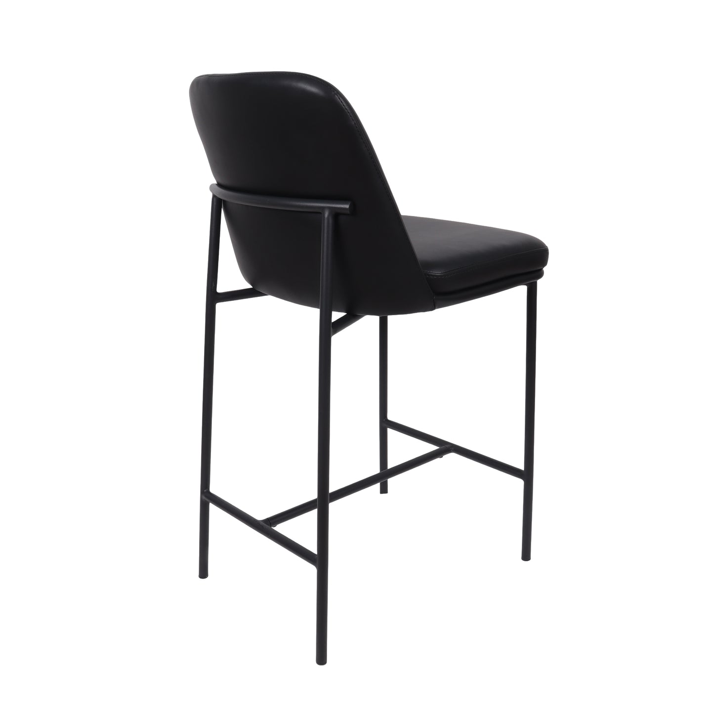 Loft Contemporary Metal Vegan Leather Counter Stool in Black - Set of 2 CS1534-2