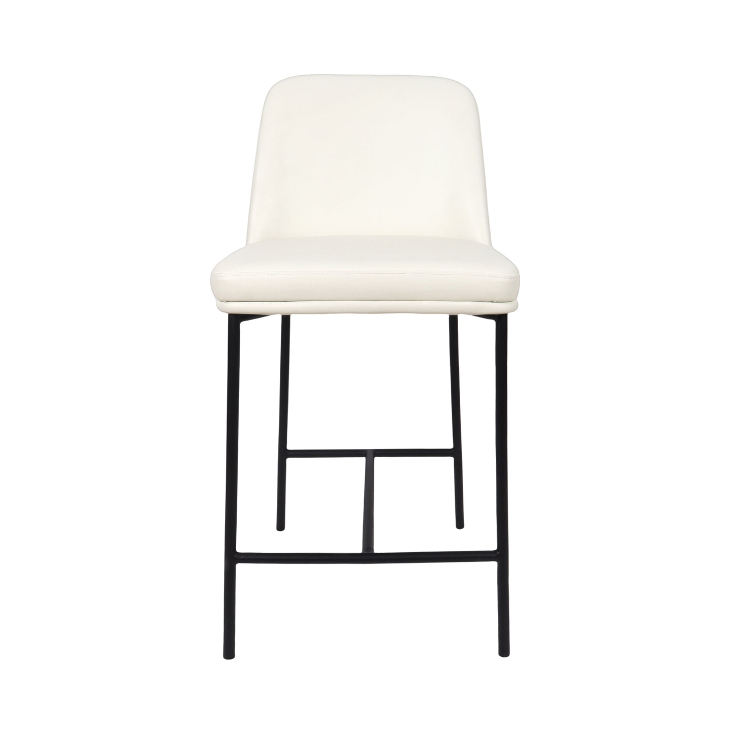 Loft Contemporary Metal Vegan Leather Counter Stool in Ivory - Set of 2 CS1534-3