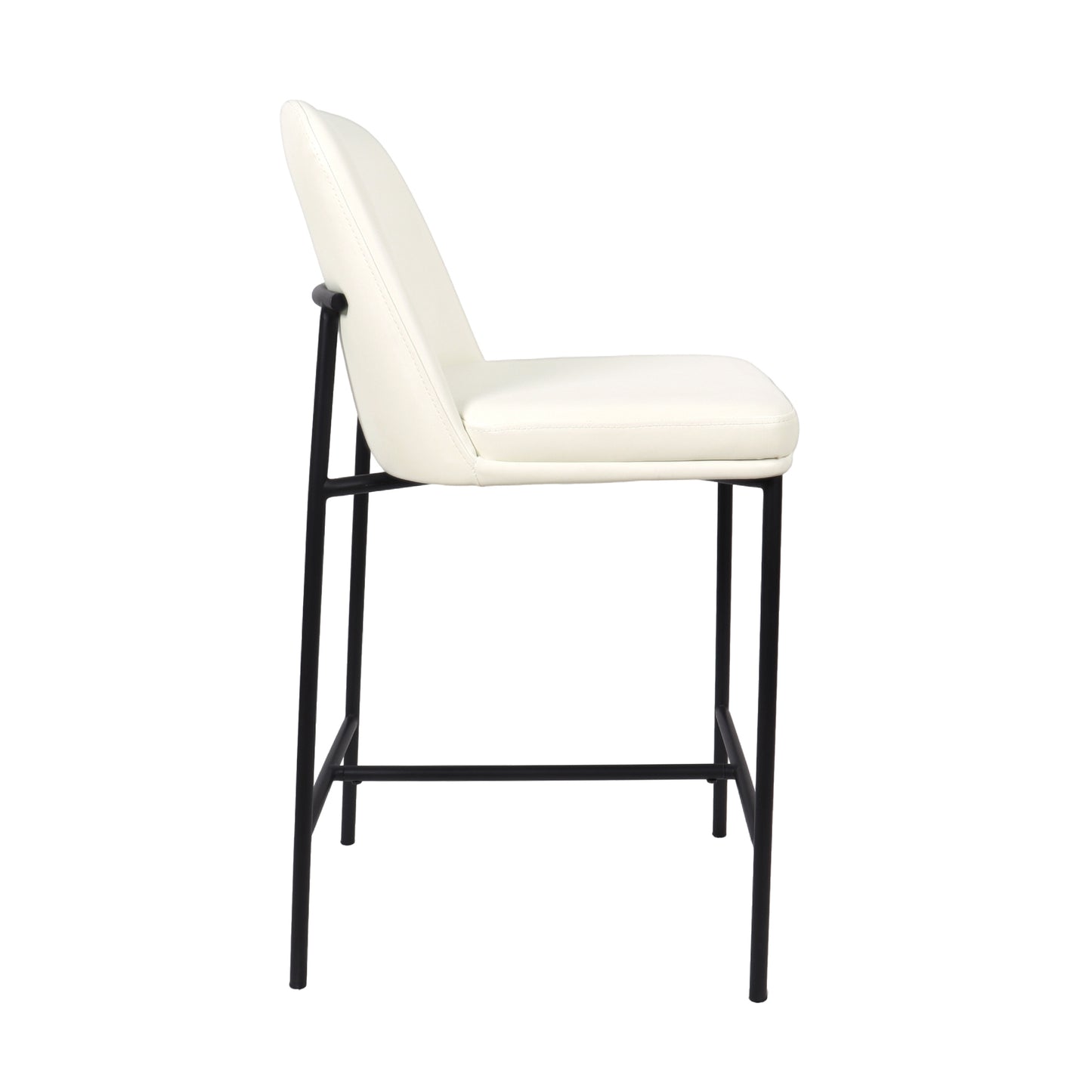 Loft Contemporary Metal Vegan Leather Counter Stool in Ivory - Set of 2 CS1534-3