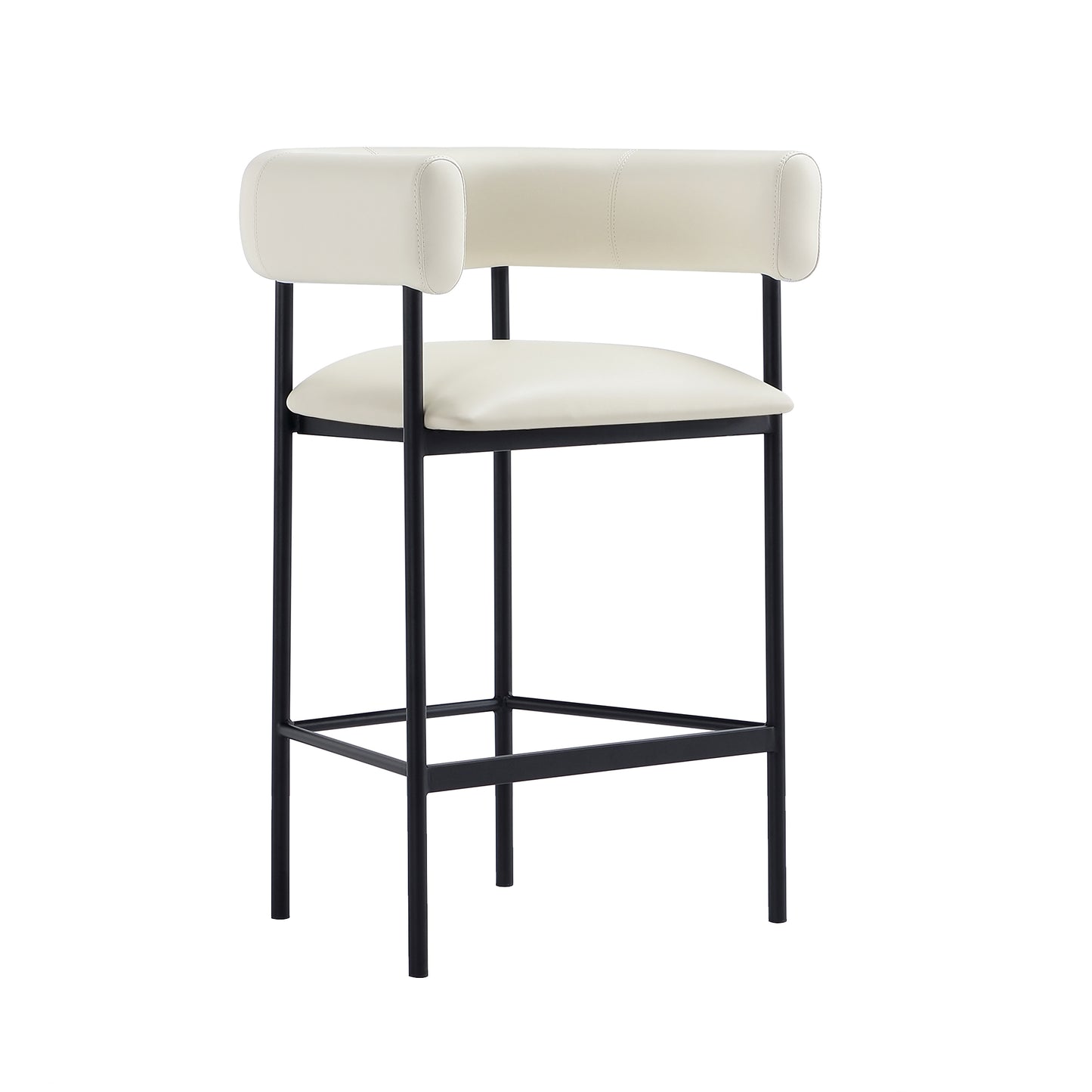 Onda Contemporary Metal Vegan Leather Counter Stool in Ivory CS1637-1