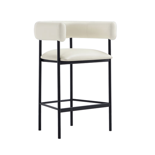 Onda Contemporary Metal Vegan Leather Counter Stool in Ivory CS1637-1