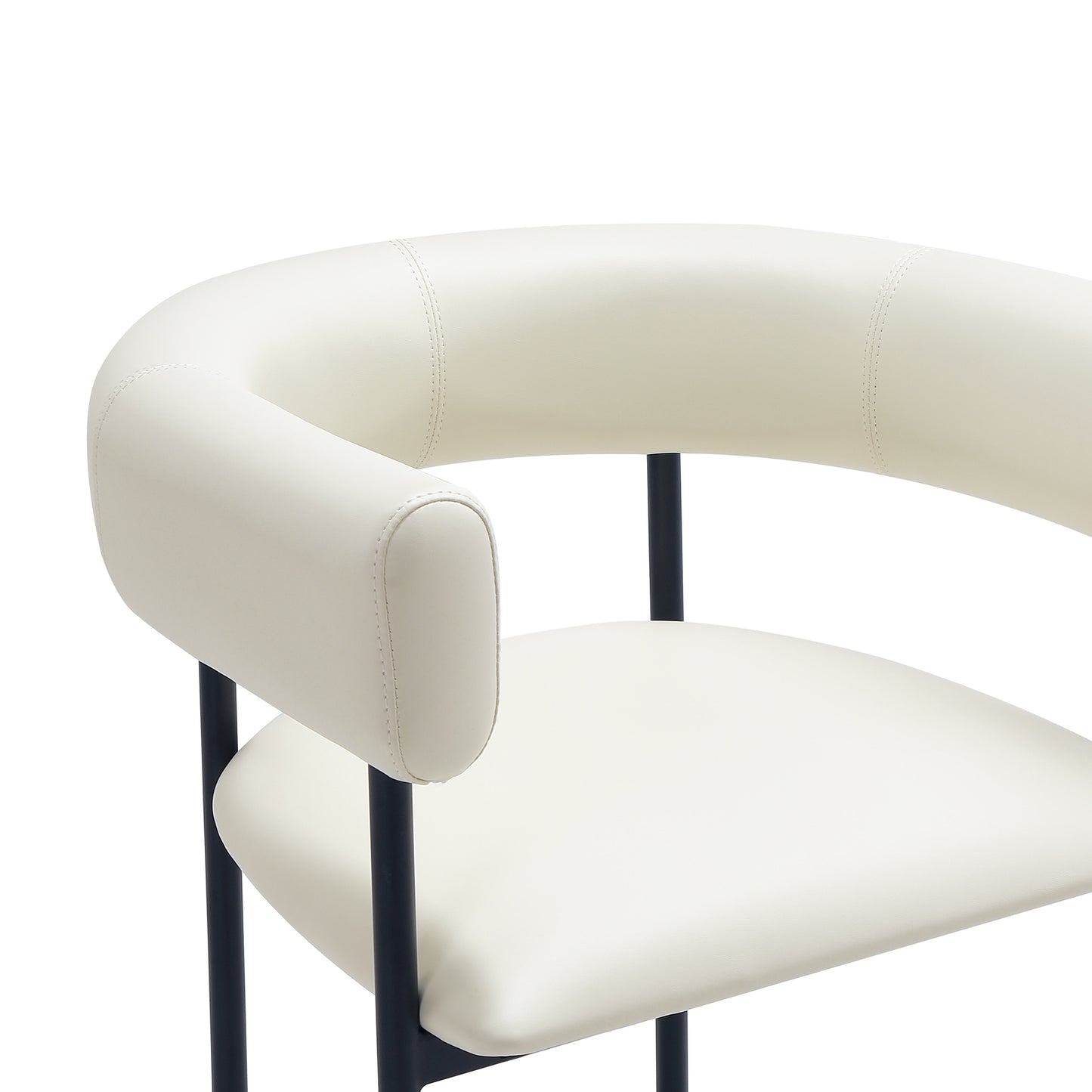 Onda Contemporary Metal Vegan Leather Counter Stool in Ivory CS1637-1