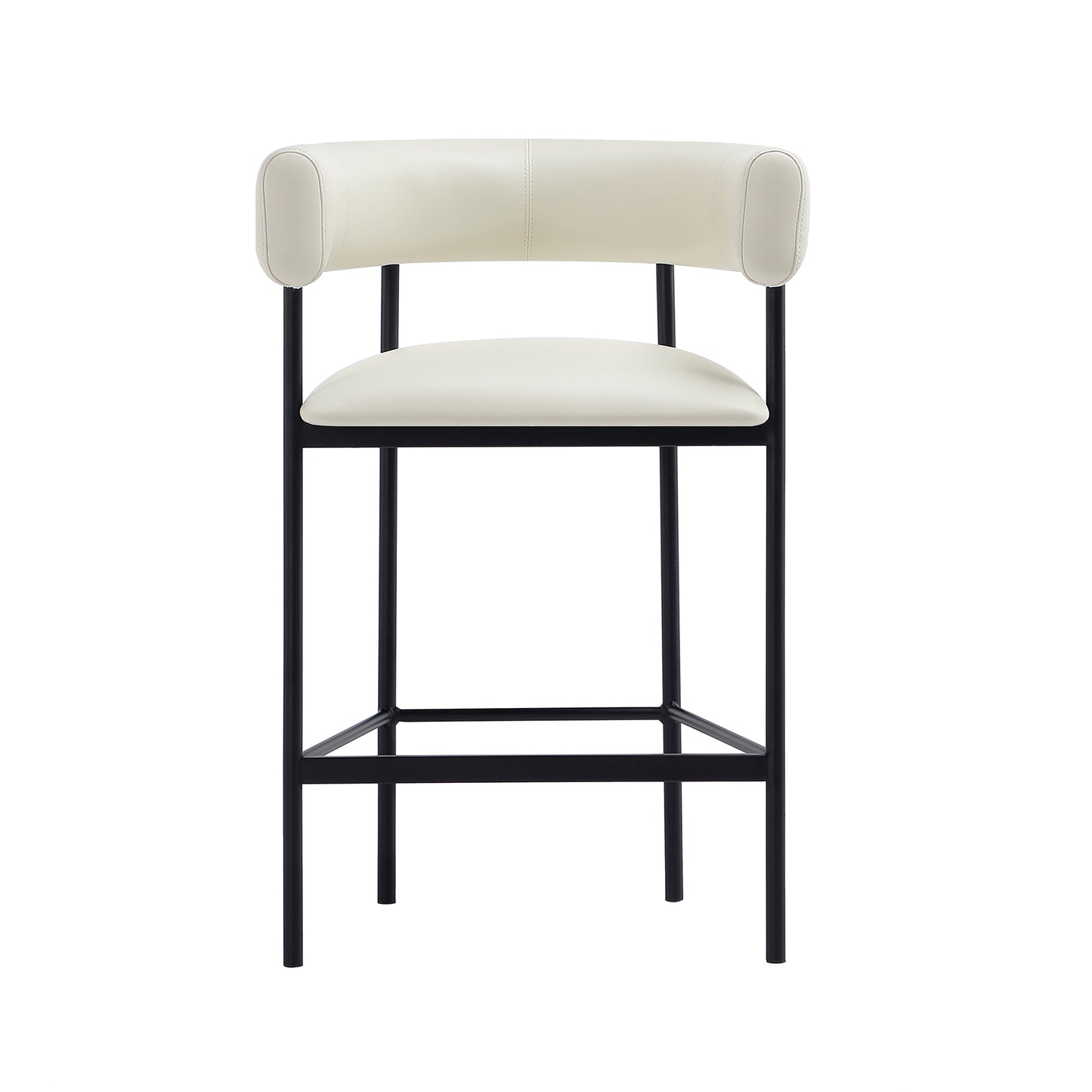 Onda Contemporary Metal Vegan Leather Counter Stool in Ivory CS1637-1